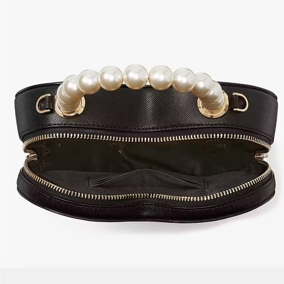 NWT-Kate Spade-Love Shack Heartđź–¤Crossbody-Faux Pearl Handle-Strap-Black-$399 - Picture 14 of 16